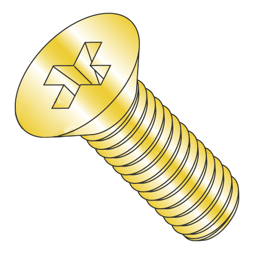 MS35190-251 / 8-32 x 3/8" Mil-Spec Machine Screws / Phillips / Flat / Steel / Cad Yellow (Quantity: 5,000 pcs)