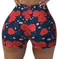 thumbnail image 2 of Honeii Rose Flower Print Women's Workout Shorts, Gym Shorts for Active Wear, Sports Shorts,Women's Running Shorts,Quick Dry Athletic Shorts-XX-Large, 2 of 8