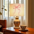 thumbnail image 6 of Linen Drum Lampshades Pink Bow Coquette Preppy Aesthetic Bow Cherry Teen Girl Dorm Room 13"x13"x10" Light Shade for Table Lamps Floor Lamp Shades Lampshade Replacement Assembly Required, 6 of 8