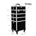 thumbnail image 4 of Neceser Maquillaje Profesional Cosmetiquera Para Maquillaje Portátil Estuche De Maquillaje 4 Niveles Carrito Organizador Con Ruedas Reforzado Cosmetiquera De Viaje (Negro Liso), 4 of 8