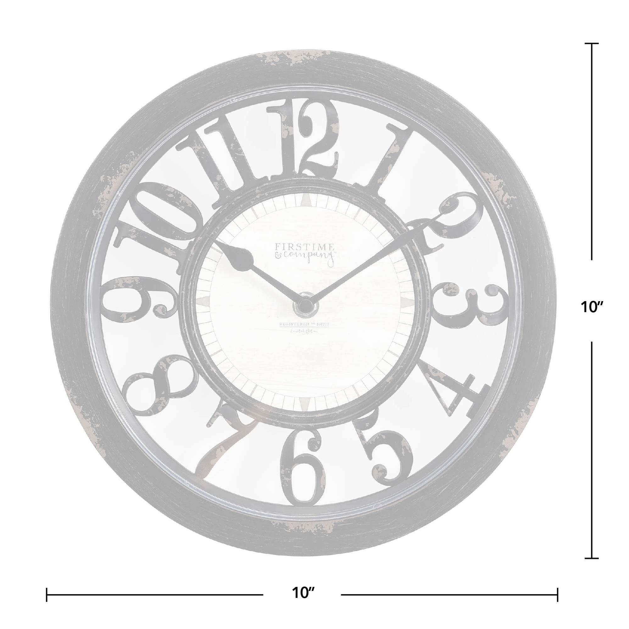 FirsTime & Co. Black Antique Contour Wall Clock, Farmhouse, Analog, 10 x 2 x 10 in