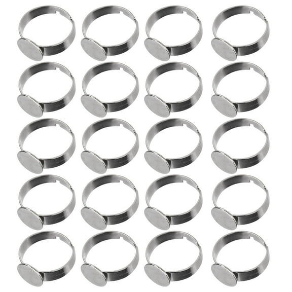 20pcs Blank Rings DIY Adjustable Stainless Steel Flat Rings Bases for Men Women Jewelry Craft Decoration