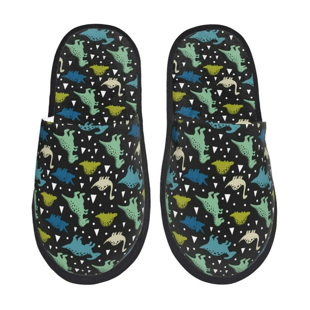 Fotbe Dinosaur Pantuflas Peludas para Mujer con Estampado, Zapatillas de Peluche, Zapatos de Invierno para Casa, Uso Interior y Exterior-Large