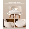 thumbnail image 6 of Joyyskill 26" Swivel Bar Stools Set of 6, Farmhouse Upholstered Bar Chairs with Curved Back and Wood Legs, Chenille Fabric Counter Height Island Chairs, Dark Oak/Beige, 6 of 8