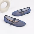 thumbnail image 6 of Gpaecead Women's Rhinestone Mesh Breathable Flats Closed Toe Thin Strap Buckle Versatile Glam Summer Shoes, Blue, 6 of 6