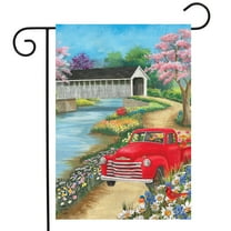 Briarwood Lane Spring Covered Bridge Garden Flag