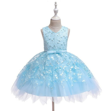 

Esho Little Girls Formal Flower Girl Dresses Princess Sequin Wedding Tulle Tutu Dresses Prom Gown 0-5T