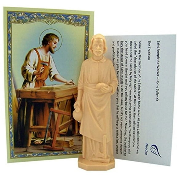 St Joseph Statue Home Seller Kit with Instruction Card, Free Standing, 3 Inch