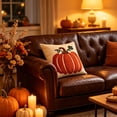 thumbnail image 3 of MYUNNIL Halloween Pumpkin Throw Pillow Cover, Soft 3D Fall Pumpkin Embroidery Plush Velvet Couch Cushion, Farmhouse Seasonal Home Decor for Sofa Bedroom Patio Office, 18 x 18", 3 of 8