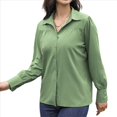 thumbnail image 3 of Blusa Elegante de Larga para Mujer, Estilo Informal, con Cuello Abotonado y Plisada Al Frente. Cian M, 3 of 9
