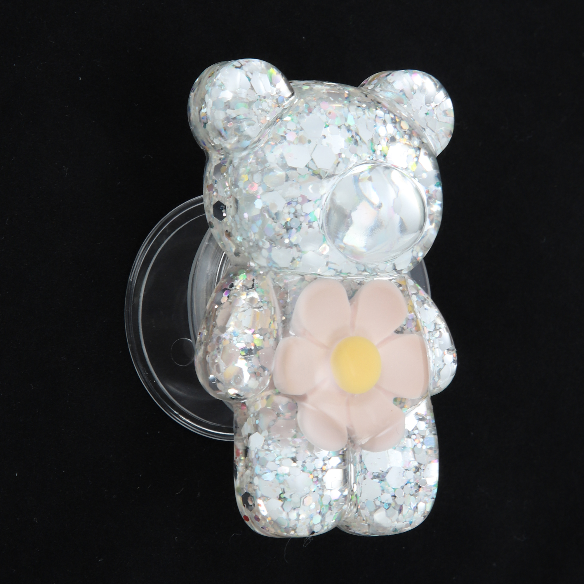 Unique Bargains Bear High-Shine Hexapetalous Flower Phone Grip Pink