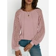 thumbnail image 2 of Womens Long Sleeve Shirts Casual Tops Dressy Outfits Fall Fashion Blouses Lace Clothes Y2k Pink XXL, 2 of 6