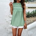 thumbnail image 2 of AherBiu Camisole pour Femmes Boho Décontractée Col Rond Imprimé Ajouré Sans Manches Dos Goutte Lacée Camis de Vacances, 2 of 7