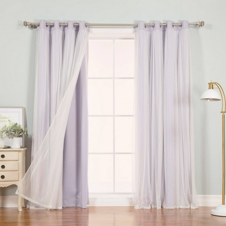 Best Home Fashion Marry Me Blackout Grommet Curtain Panel Pair with Tulle Overlay New Pink