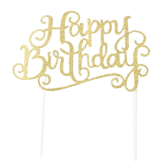 Toyandona 10Pcs Birthday Cake Topper Gold Glitter Thick Cardstock Party Decoration
