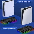 thumbnail image 3 of Cooling Station for PS5 with RGB Light Cooling Fan for PS5 Disc & Digital Editions Game Controllers Charger Station, Headset Holder, 6 Game Slots, 3 of 8