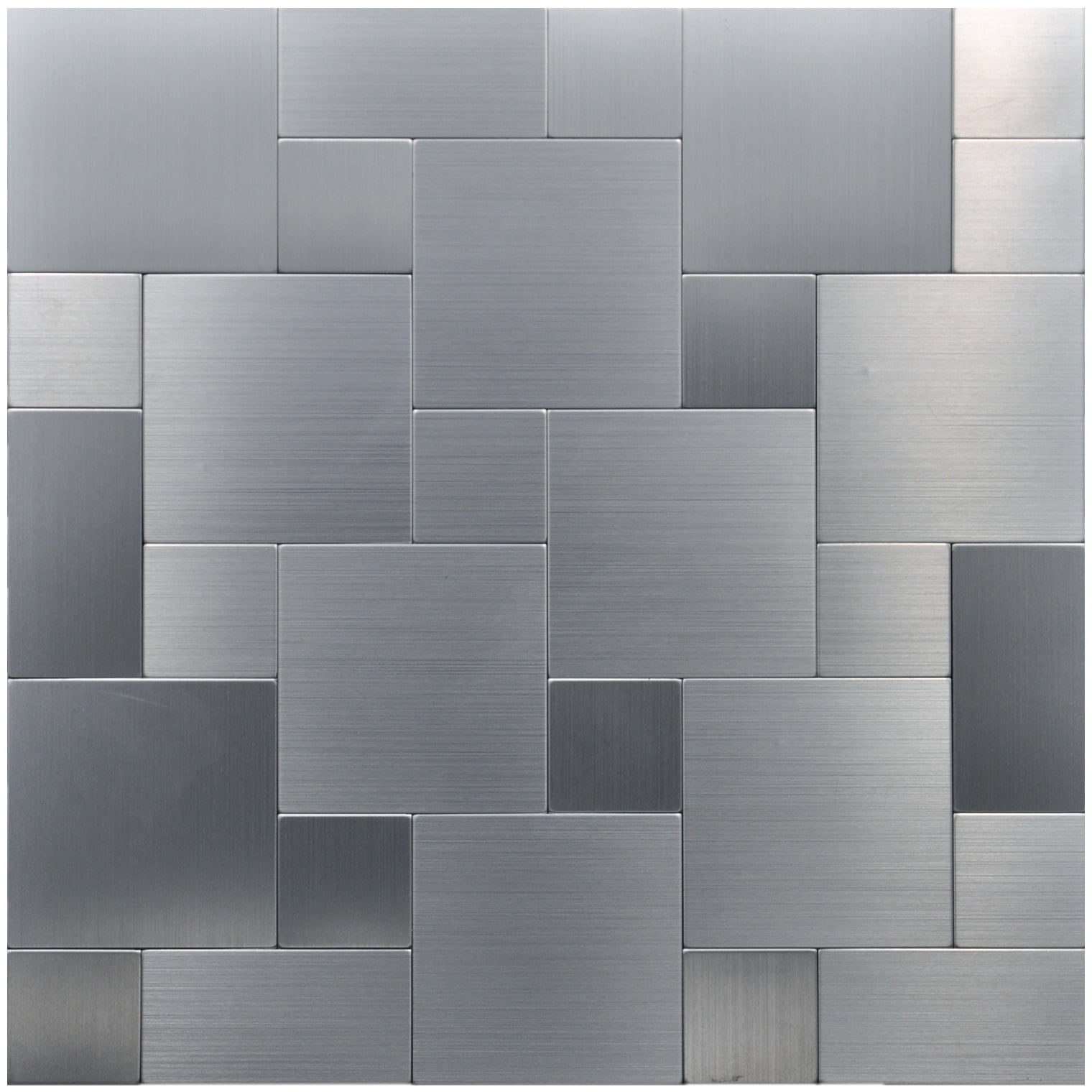 Art3d Black 12 in. x 12 in. Metal Peel and Stick Tile Backsplash for Kitchen Wall, Windmill Puzzle Glass Mixed (9.6sq.ft./Box)