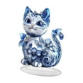 thumbnail image 2 of Decoración de mesa acrílica adorno de gato 2d regalo plano para amantes de los gatos decoración de la mesa de la mesa de la mesa exhibición de placa, 2 of 9