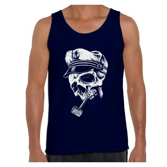 Awkward Styles Skull with Captain Hat and Pipe Tank Top Captain Skull Tank for Men Sugar Skull Muscle Tank for Men Day of the Dead Gifts for Him Dia de los Muertos Tank Top Skull Muscle Shirt