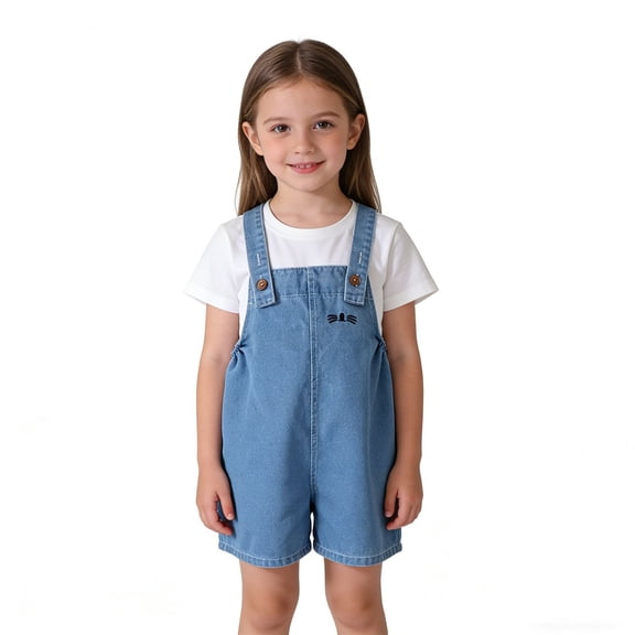 JAJAHO Easter Denim Bib Overalls For Girls Toddler Baby Romper Clothes Lightweight Adjustable Straps Jean Short Jumpsuit 6M-6Y Holiday Soft Onesie