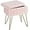 Pink, variant on VibrantEcho Vanity Stool Chair Faux Fur with Storage, 15.7"L x 11.8"W x 19.4"H Soft Ottoman 4 Metal Legs with Anti-Slip Feet, Furry Padded Seat, Modern Multifunctional Chairs for Makeup, Yellow