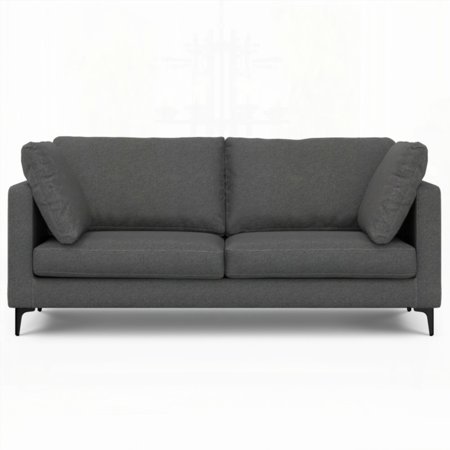 Modern Mid-Century 76-inch Sofa with Pebble Grey Performance Fabric and Sturdy Construction