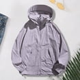 thumbnail image 2 of Vinsonshop Zip Up Hiking Windbreaker for Women Waterproof Hooded Rain Jacket Colorblock Lightweight Outdoor Raincoat Athletic Activewear Gorpcore Utility Jackets Light Violet 3XL, 2 of 5