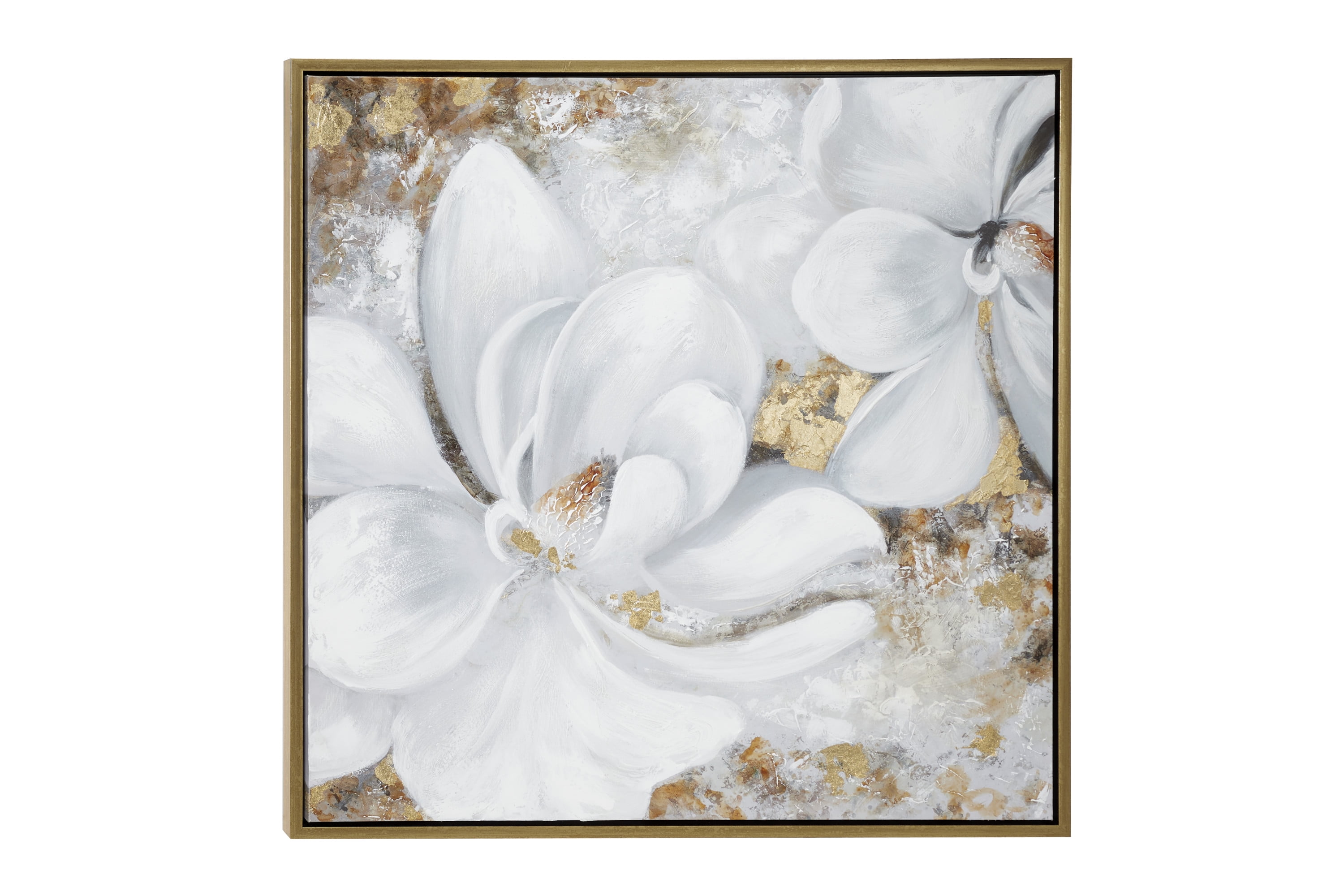 40" x 40" Floral Framed Wall Art with Gold Frame, by DecMode