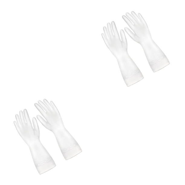 Bewildely Guantes de limpieza Cocina Látex Lavandería Lavavajillas Antiadherente Transparente Protector antideslizante para baño Blanco/M 2piezas
