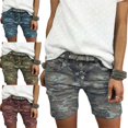 thumbnail image 5 of Yinreli High Waist Camouflage Print Women Shorts All-matched Stretchy Buttons Denim Shorts Streetwear, 5 of 7