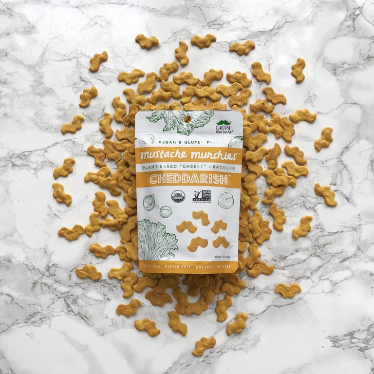 Mustache Munchies, CHEDDARISH Plant-based 
