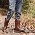 thumbnail image 3 of Men's Western Cowboy Boots, Square Toe Embroidered Mid-Calf Pull-On Boots, Durable Casual Riding Work Boots, Black/Brown Options, 3 of 6