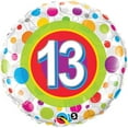 thumbnail image 1 of Qualatex Ballon en Aluminium 41130 Âge 13 Points Colorés, 18 Pouces, Multicolore, 1 of 1