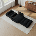 thumbnail image 2 of ALAULM Modern Single-Seater Folding Sofa Bed Convertible Sleeper Couch with Pillows, Storage Side, Versatile Floor Couch for Living Room Bedroom, Black, 2 of 11