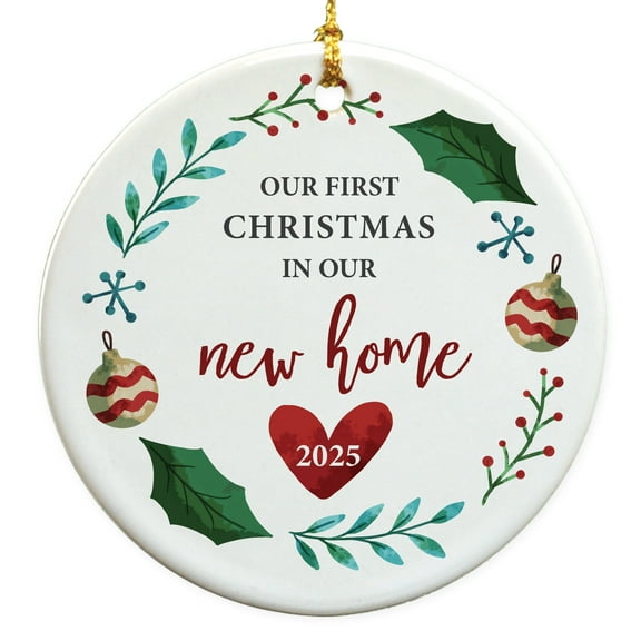 Our Our First Christmas In Our New Home Christmas Round Disc Ornament