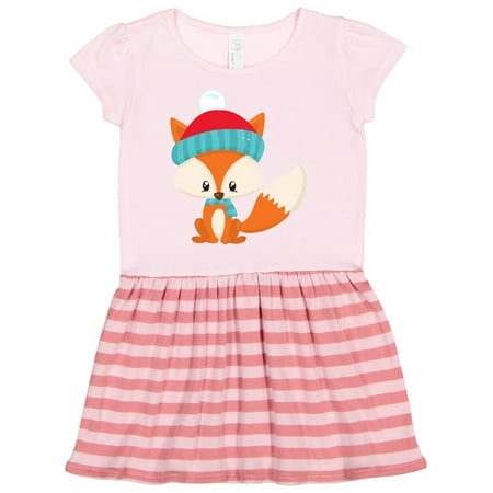 

Inktastic Cute Fox Fox With Hat And Scarf Orange Fox Gift Toddler Girl Dress
