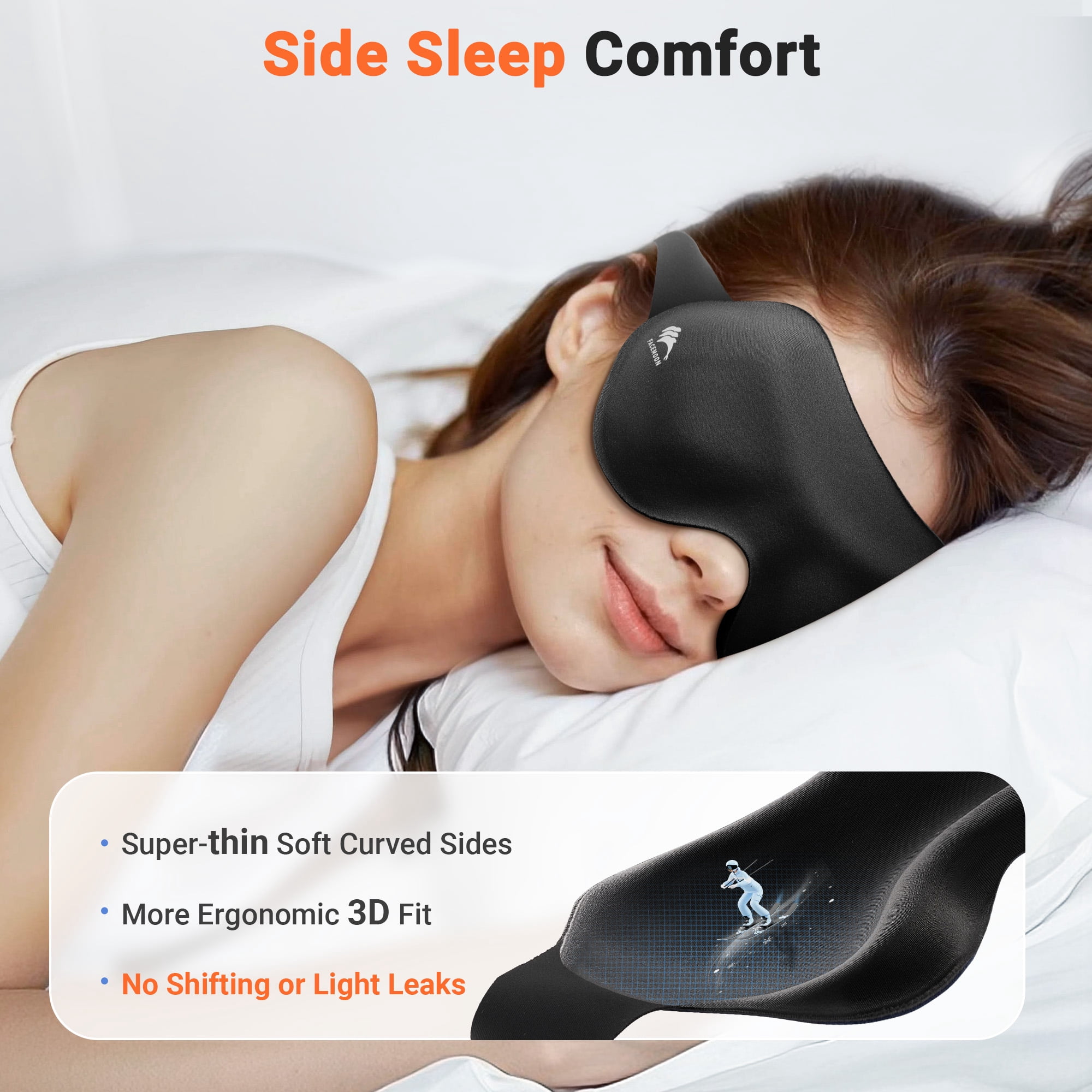 3 Pack Blackout Sleep Masks for Women and Men, 3D Contoured Eye Mask with No Eye Pressure, Lash-Friendly Adjustable Sleep Mask for Side Sleepers, Travel, Naps, Shift Work
