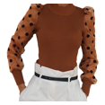 thumbnail image 5 of Women Puff Sleeve Tops Pullover Sweater Blouse Loose Jumper Ribbed Shirt, 5 of 5