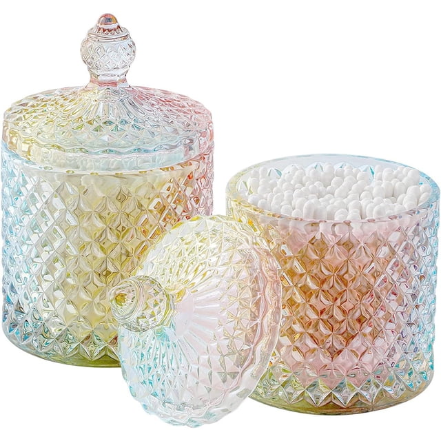 Jarros de baño rejomiik Qtip Holder de vidrio para boticario, 10 onzas, paquete de 2
