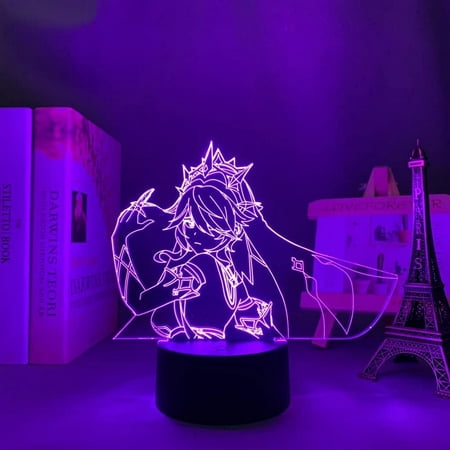 

TYOMOYT Kids Lamp Led Genshin Impact Rosaria Led Night Light 3D Illusion Night Lamp Home Room Decor Upward Lighting Acrylic LED Light Xmas Gift Desktop Lamps(16 Colors with Remote)