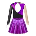 thumbnail image 4 of inlzdz Sheer Mesh Long Sleeve Gymnastics Leotards for Girls Sparkle Ballet Dance Skating Costume Purple 14, 4 of 7