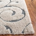 thumbnail image 4 of SAFAVIEH Florida Doug Floral Vines Geometric Shag Runner Rug, Beige/Blue Grey, 2'3" x 19' - Transitional Modern Design, Beige & Blue Grey, Non-Shedding & Easy Cleaning, Ultra Plush Thick Pile, Ideal, 4 of 12