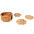 thumbnail image 3 of 6 Pcs sous-Verres en Rotin Faits à la Main Ensemble de sous-Verres pour Tasse à Thé Isolés Ensemble de Table Accessoires pour Tasse à Thé 10cm / 3.9 Po, 3 of 7