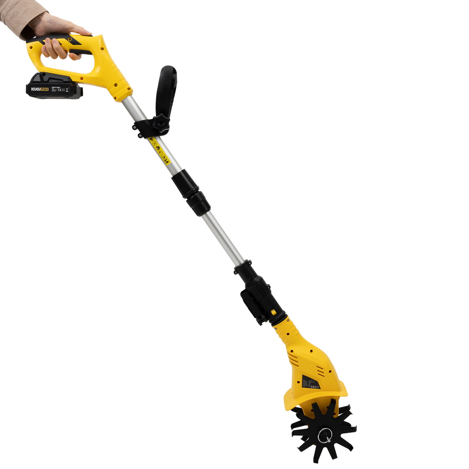 20V Yellow Hand-held Cultivator Tiller Garden Yard Battery Powered Cordless Cultivator for Farms