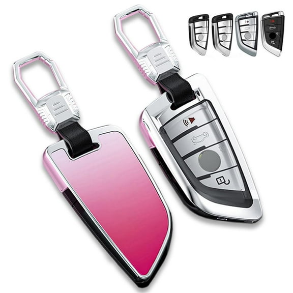 Zinc Alloy Gradient Glass Back Cover Key Fob Case Holder Shell Accessories Compatible for BMW 2 5 6 7 Series X1 X2 X3 X5 X6 Smart Key Case