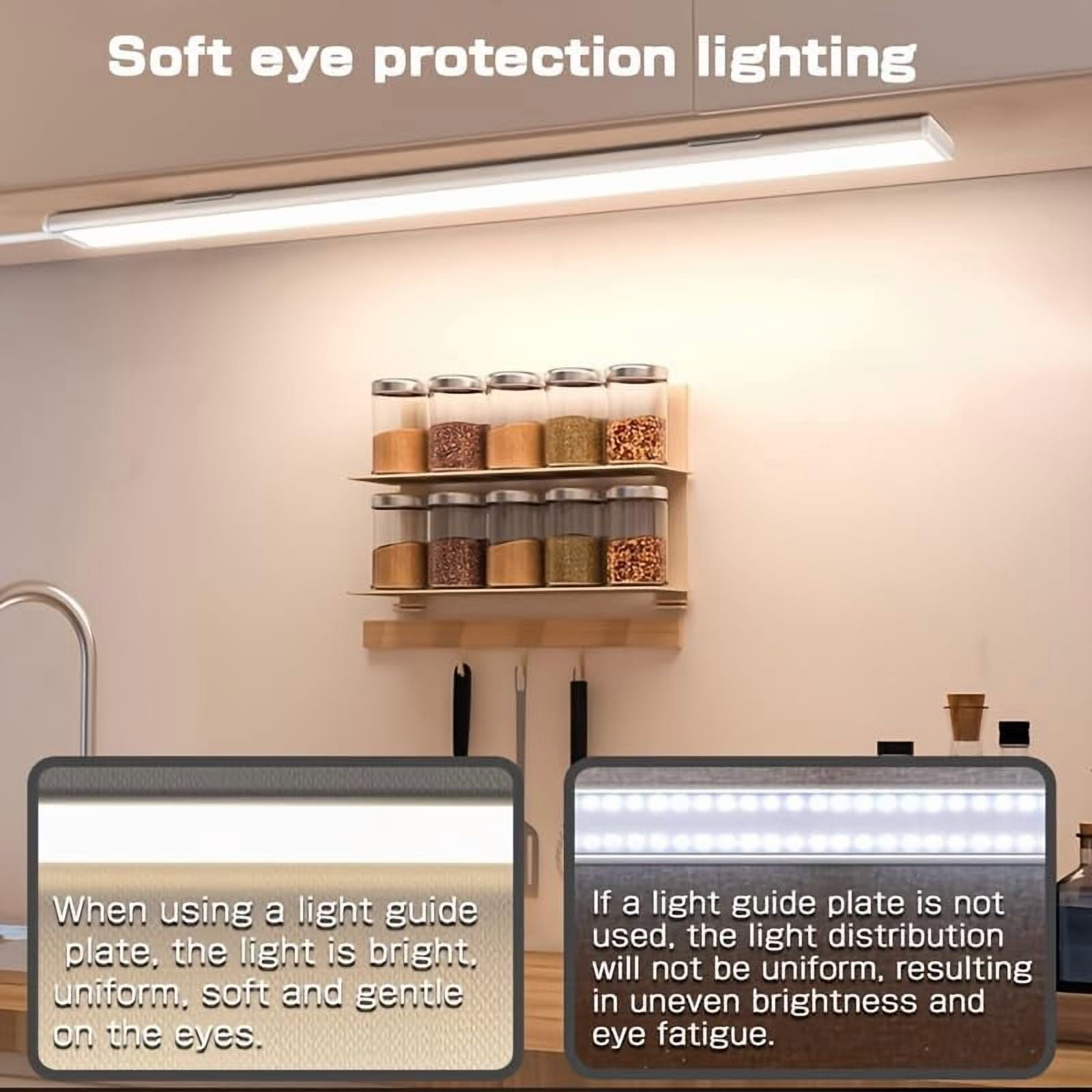 JJEAN-15.8in Under Cabinet Lights, 84 LED/12W Super Bright, Dimmable with Memory Function, 3‑Color Temperature, Ultra‑Slim Magnetic Under Counter Lighting for Kitchen, Cabinet & Shelf (2)