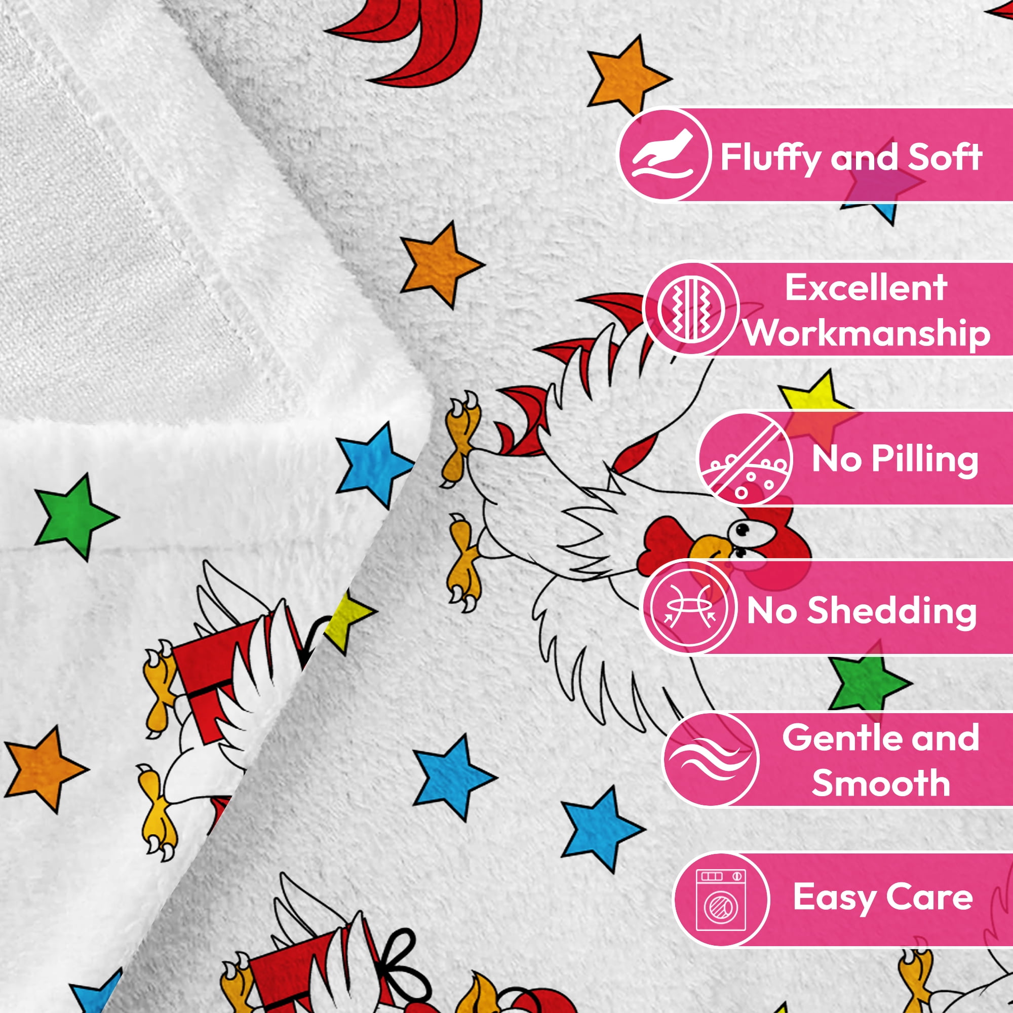 Flannel Fleece Twin Blanket, Soft Large Twin Blanket, Lightweight Cozy Plush Twin Blanket Fit Sofa Bed, 60"x80", Rooster