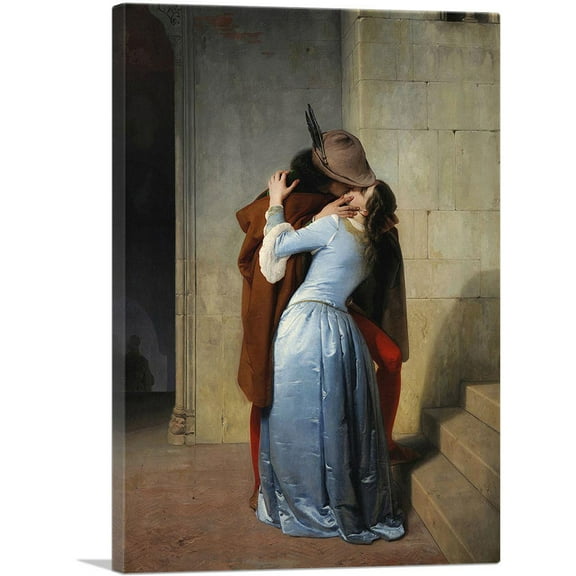 ARTCANVAS The Kiss Canvas Art Print by Francesco Hayez - Size: 26" x 18" (0.75" Deep)
