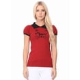 thumbnail image 3 of YEMAK Women's Meow Cat Contrast Collar Short Sleeve Pullover Sweater MK3591MEOW-RED/BLACK-S, 3 of 6