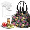 thumbnail image 4 of Pioneer Flower Floral Print Pattern Drawstring Lunch Bag Women - Drawstring Lunch Bag Insulated for Work Office - Stain-Resistant Large Lunchbags for Women with Multi-Pockets, 4 of 6